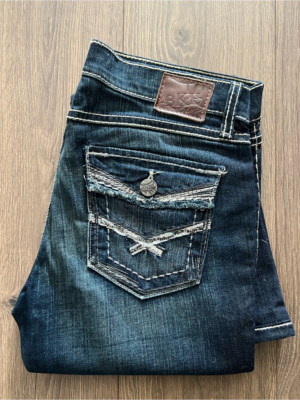BKE Dark Indigo Flare Jeans - Picture 3 of 5